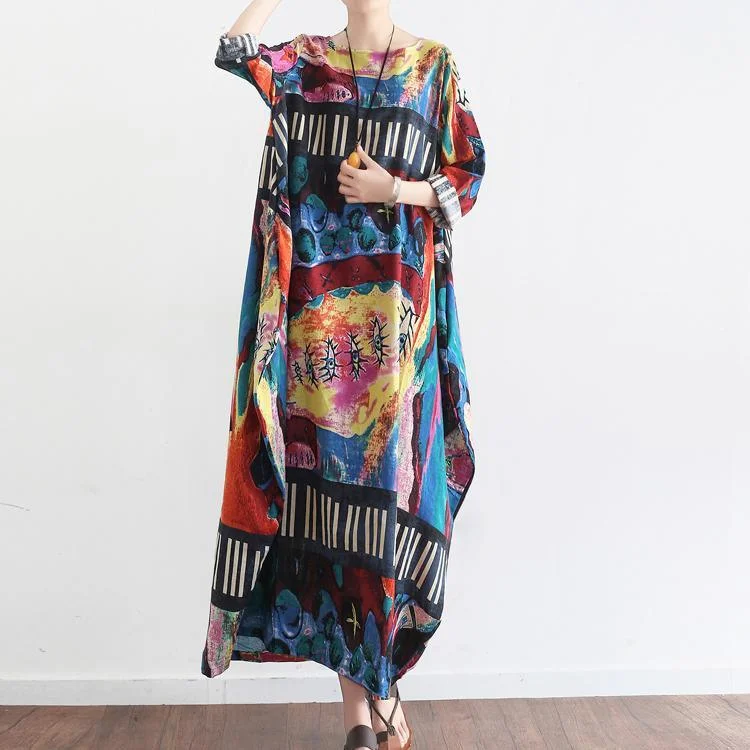 2021 autumn navy striped prints chiffon dresses vintage plus size casual lantern maxi dress Classic Strapless Maxi Dress