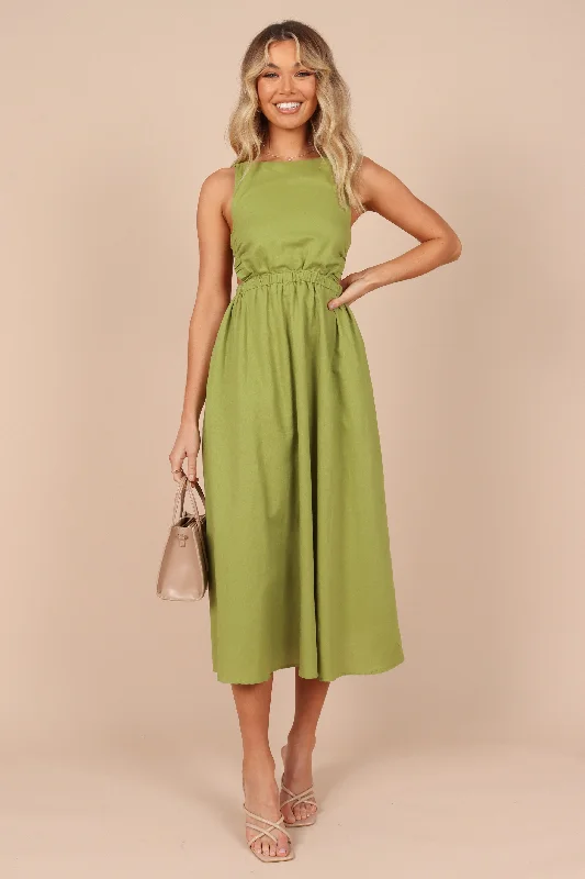 Aubrey Cutout Midi Dress - Green Trendy Knit Midi Dress