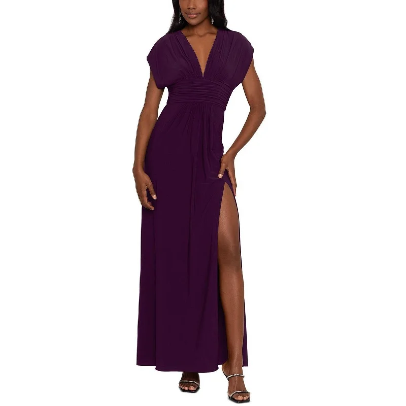 Betsy & Adam Womens Leg Slit Long Maxi Dress Elegant Wraparound Maxi Dress