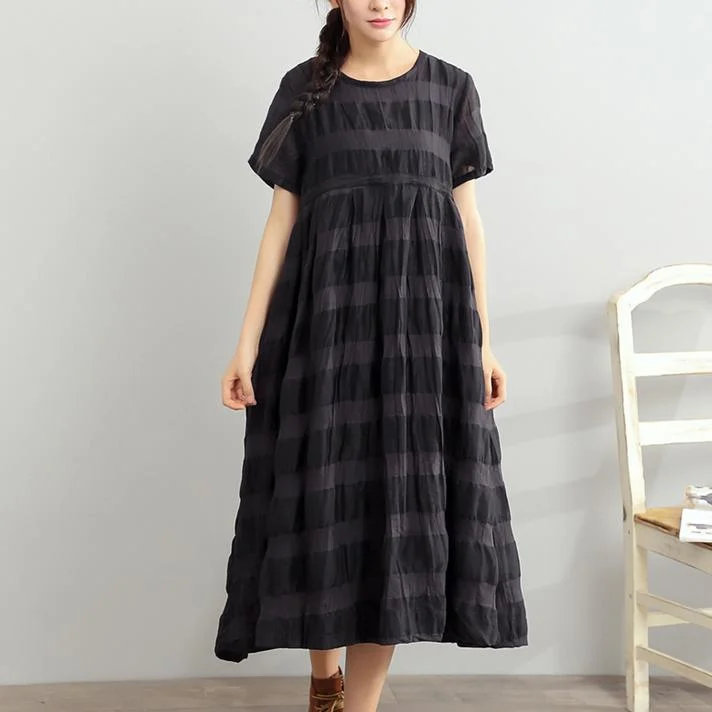 black casual linen dresses loose vintage silk sundress short sleeve maxi dress Comfortable Ruffle Hem Maxi Dress