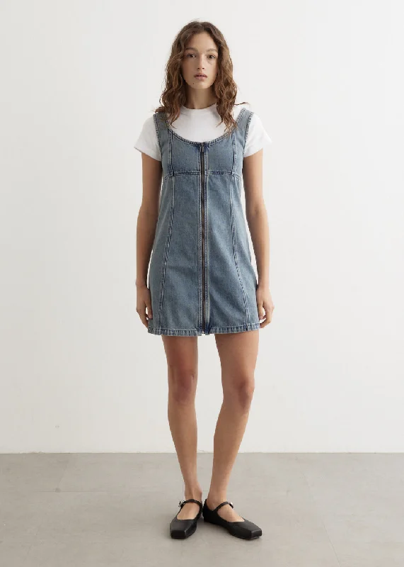 Dawn Denim Mini Dress Elegant Lace-Up Mini Dress