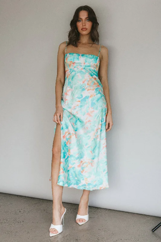 Dolce Life Low Back Midi Dress Floral Green Elegant Velvet Midi Dress