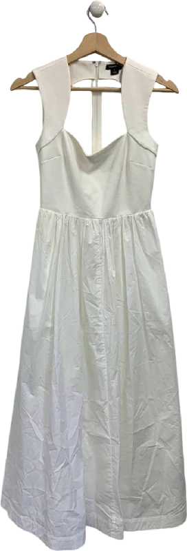 Karen Millen White Scoop Neck Jersey Cotton Mix Maxi Dress XS Comfortable Fit-and-Flare Maxi Dress