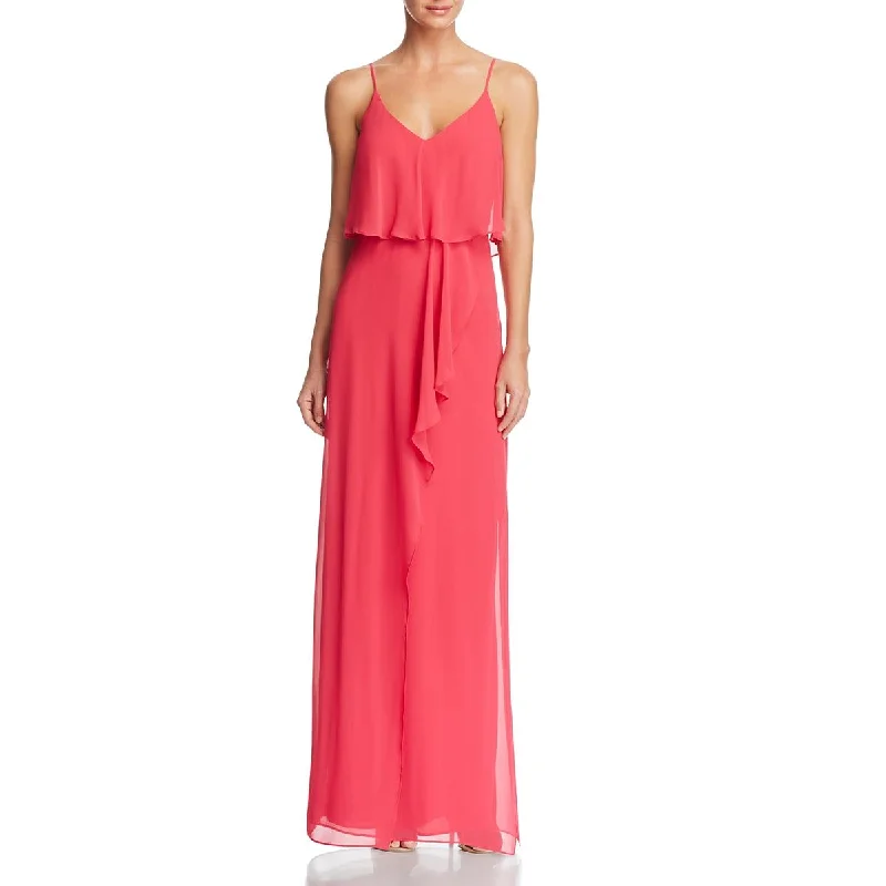 Laundry by Shelli Segal Womens Cascade Ruffle Party Maxi Dress Comfortable Plunging Neckline Maxi Dress