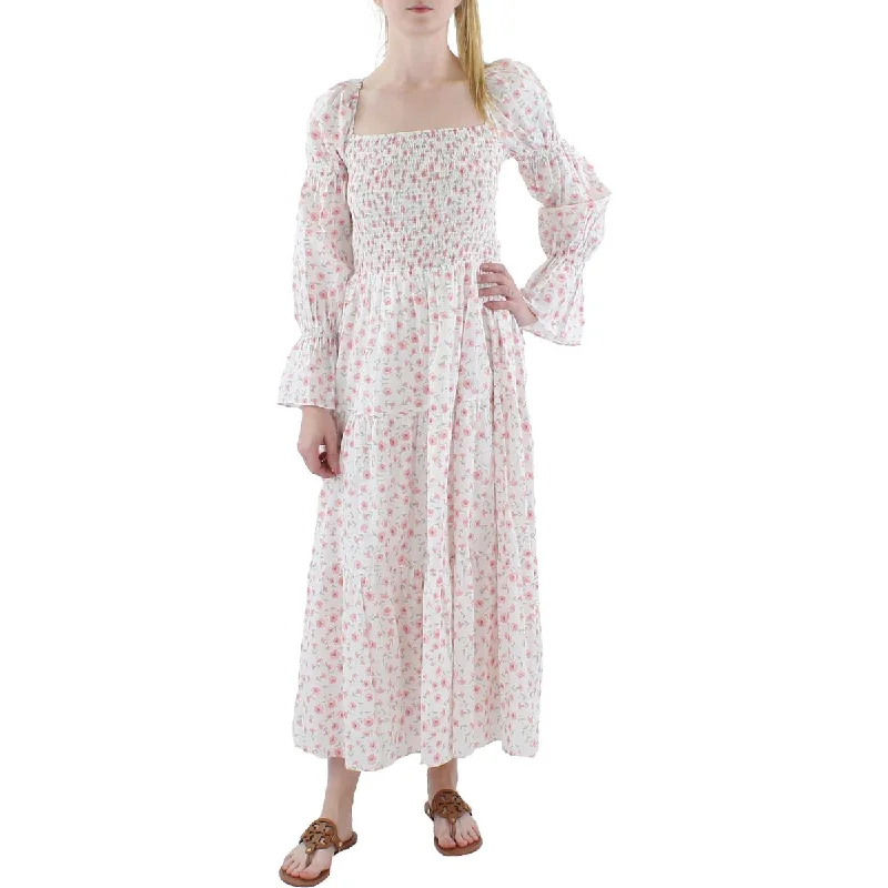 Lucy Paris Womens Floral Print Puff Sleeve Maxi Dress Chic Sleeveless Maxi Dress