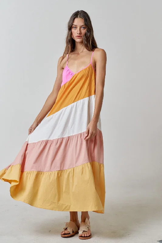 Multi-Color Sleeveless Maxi Dress Fashionable Chiffon Maxi Dress