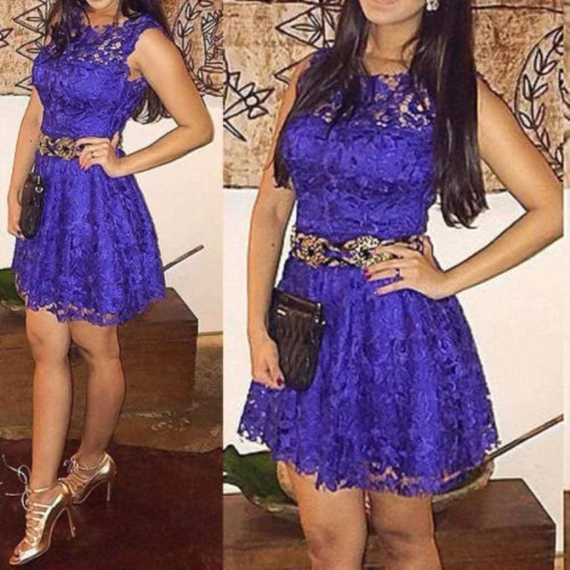 FashionSierra - New Women's Bandage Bodycon Lace Sleeveless Party Cocktail Club  Casual Short Mini Dress Elegant Lace Mini Dress