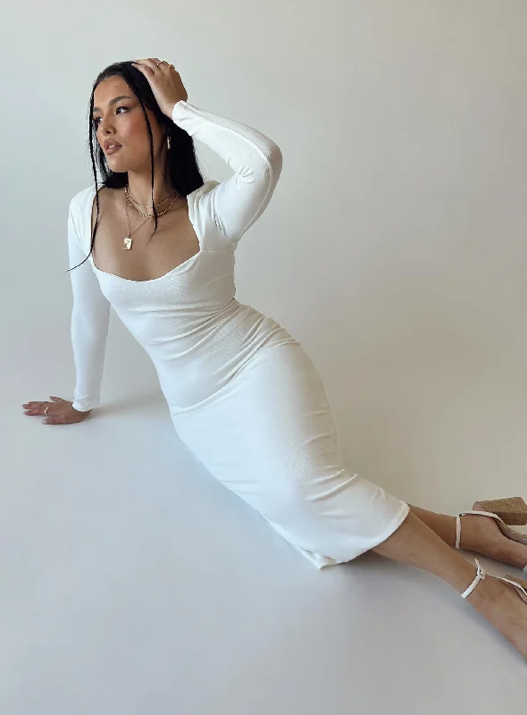 Nolan Midi Dress White Trendy Bodycon Midi Dress