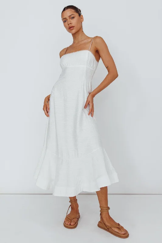 Noni Cami Strap Swing Midi Dress White Chic Lace Detail Midi Dress