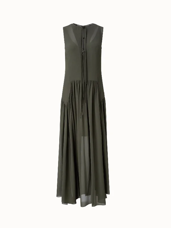 Silk Georgette Midi Dress Stylish Midi Dress with Cuffs