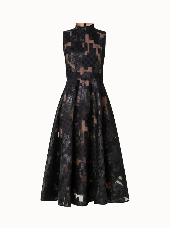 Square Jacquard Midi Dress Elegant Velvet Midi Dress