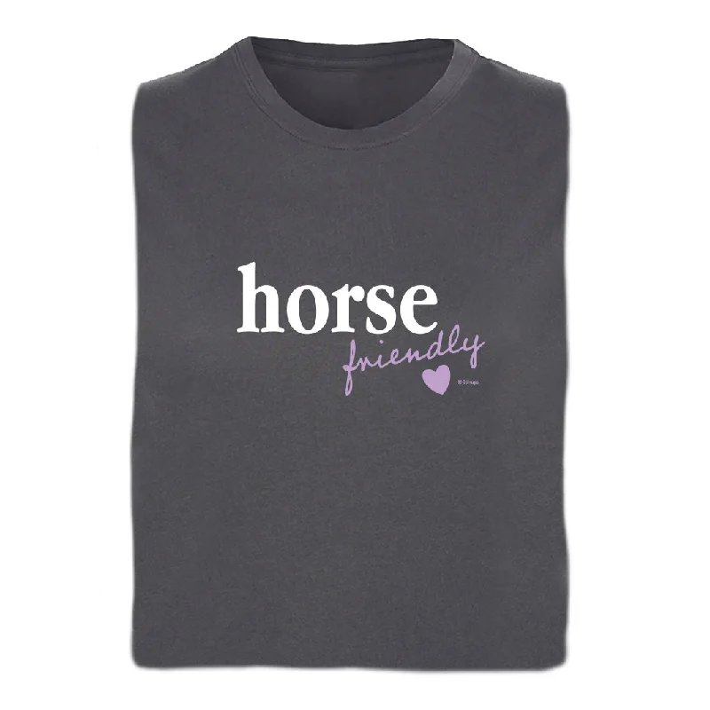 24101 Horse Friendly Ladies Short Sleeve Tee Graphic Embroidered Appliqued