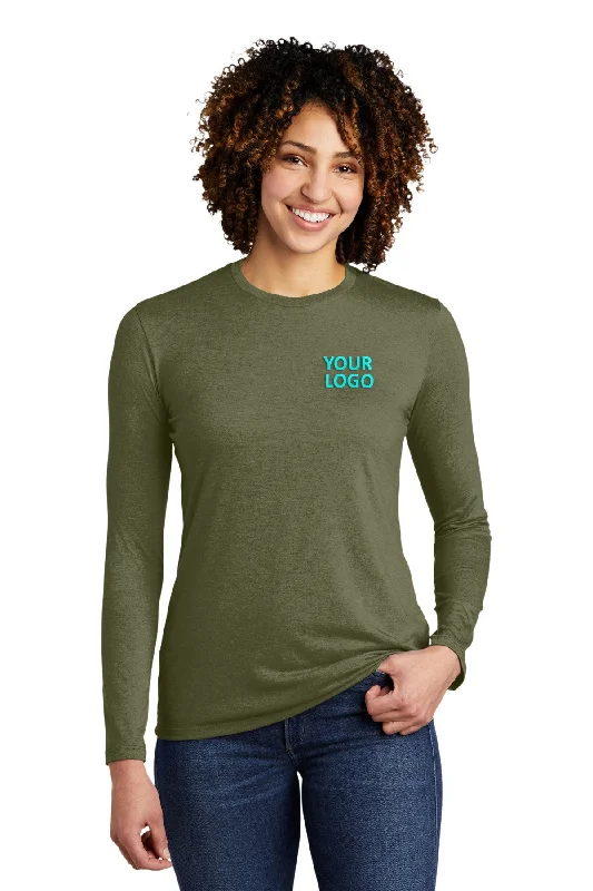 Allmade Women's Tri-Blend Custom Long Sleeve Tee, Olive You Green Spandex Blend Rayon Blend Denim Blend