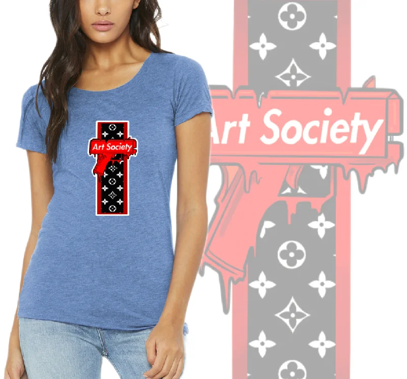 Art Society SUPER DRIP WOMENS TEE BLUE Lace Blend Ribbed Blend Corduroy Blend