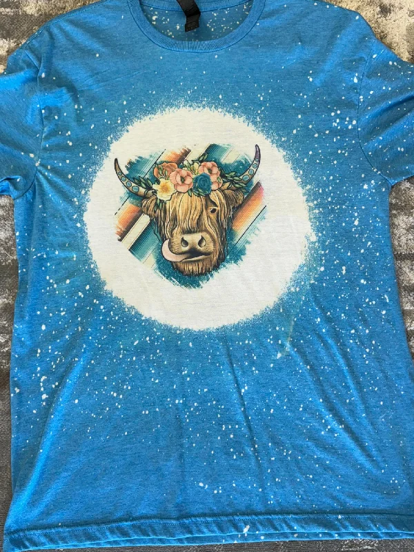 Blue Cow Designed T-shirt Casual Formal Business