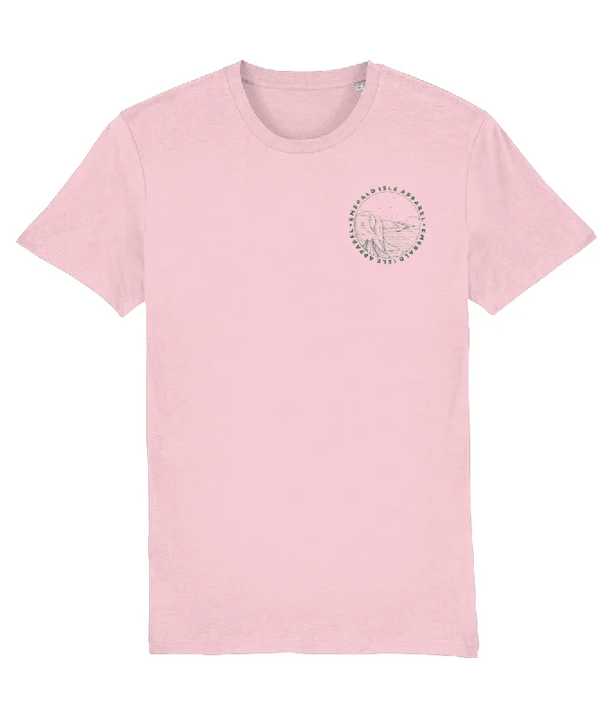 Cotton Pink Emerald Isle Apparel Logo Unisex T-Shirt Hooded Caped Shawl Collar