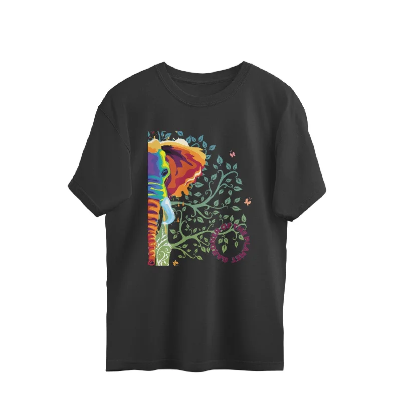 Elephant- The Garnder of Planet, oversize T-shirt Sequined Glittery Shiny