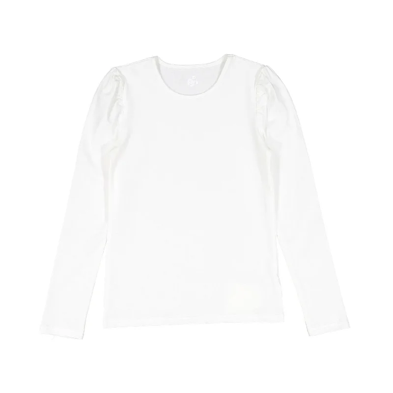 FYI White Puff Sleeve T-shirt Collared Crew Neck Turtle Neck