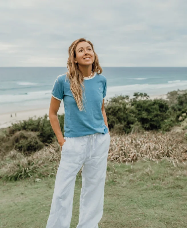 Ringer Tee | Azure Beaded Sequined Faux Fur