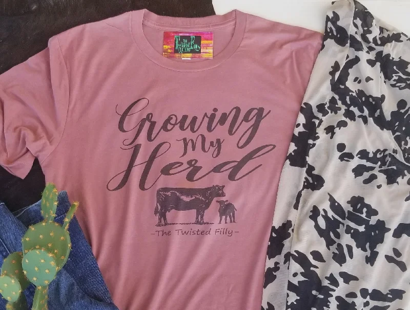 Growing My Herd - Womens S/S Tee - Mauve Silk Blend Satin Velvet