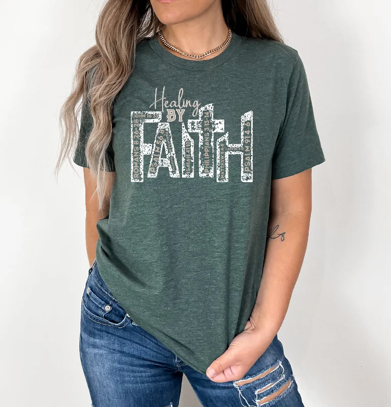 Healing By Faith Scriptures Ladies T-Shirt Silk Blend Satin Velvet