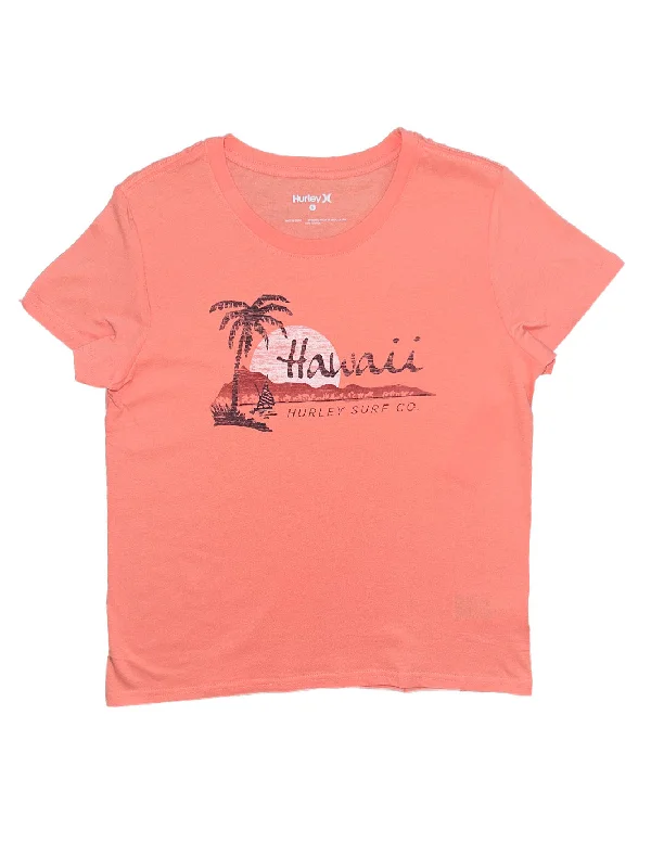 HURLEY ON THE WATER WOMENS TEE - ORANGE Knit Fabric Woven Fabric Fleece Fabric