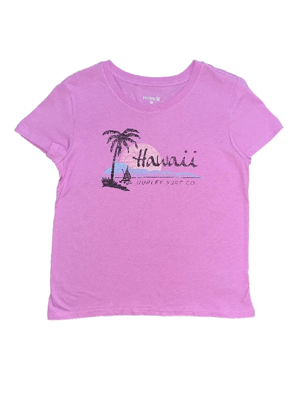 HURLEY ON THE WATER WOMENS TEE - ORCHID Denim Fabric Leather Fabric Suede Fabric