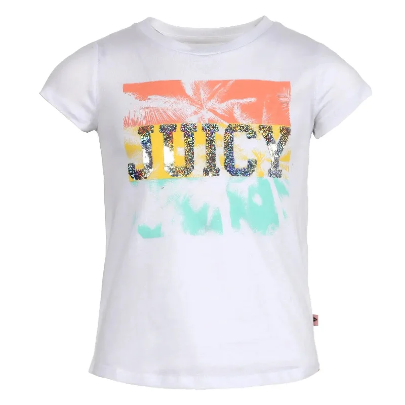 Juicy Couture Big Girl's Palm Sequin Tee Houndstooth Herringbone Solid