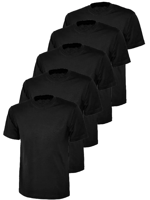 Kruze | Womens Crew Neck T-Shirts (5 Pack) - Black Zippered Front Buttoned Front Snap Front