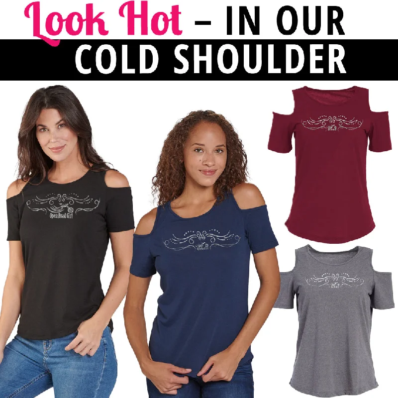 Open Road Girl Sexy Shoulder Tee, 4 COLORS Oversized T-Shirt Spandex breathable