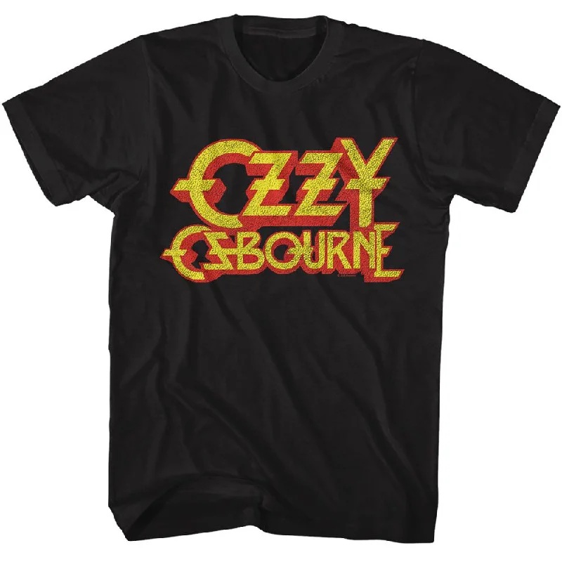 OZZY OSBOURNE Eye-Catching T-Shirt, Classic Logo Mesh Blend Leather Blend Suede Blend