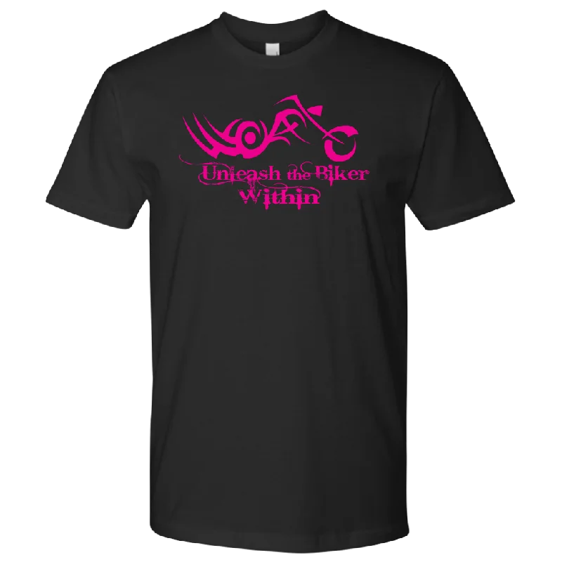 PINK Unleash The Biker Within UNISEX Short Sleeve T-Shirt- Crewneck Zippered Buttoned Snapped