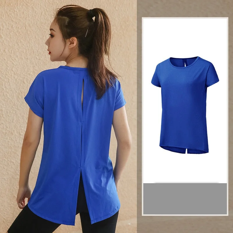 Plus Size L-XXXXL Fitness Yoga Top Women Short Sleeve Yoga T-Shirt Running Gym Sport Tops Fitness Workout Breathable Sportswear Cashmere Blend Cotton Blend Poly Blend