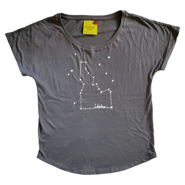 Women's Idaho Constellation T-shirt, screen printed with eco-friendly waterbased inks, adult sizes Elegant Classic Vintage