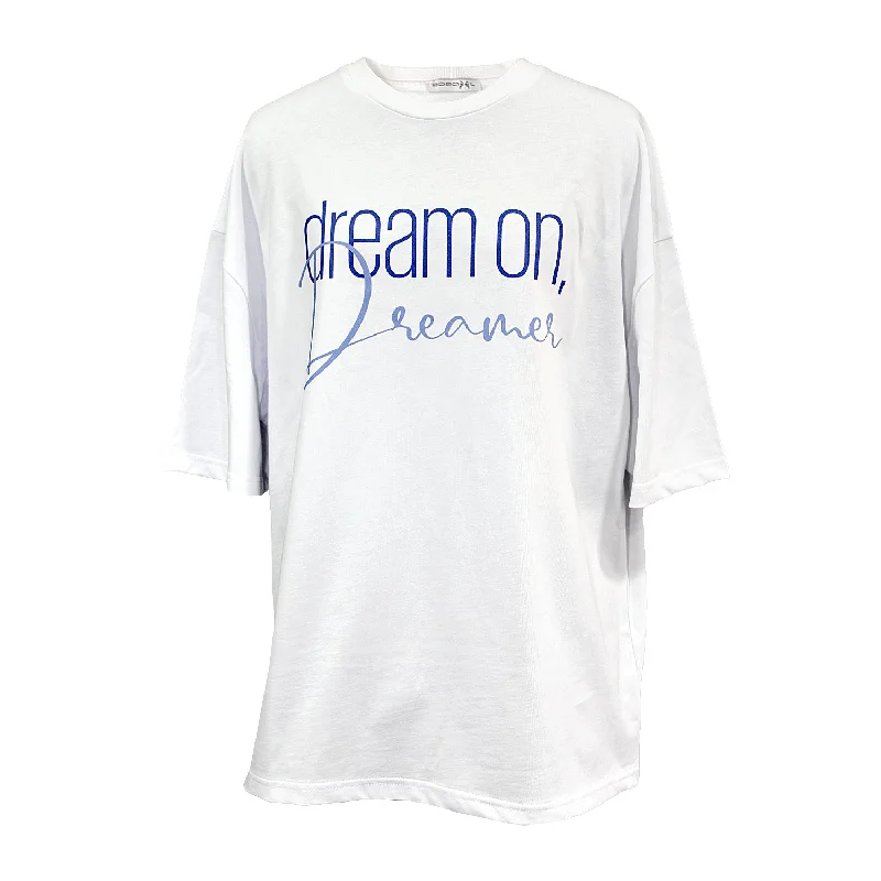 T-Shirt "Dream on Dreamer" in blue Lace Blend Ribbed Blend Corduroy Blend