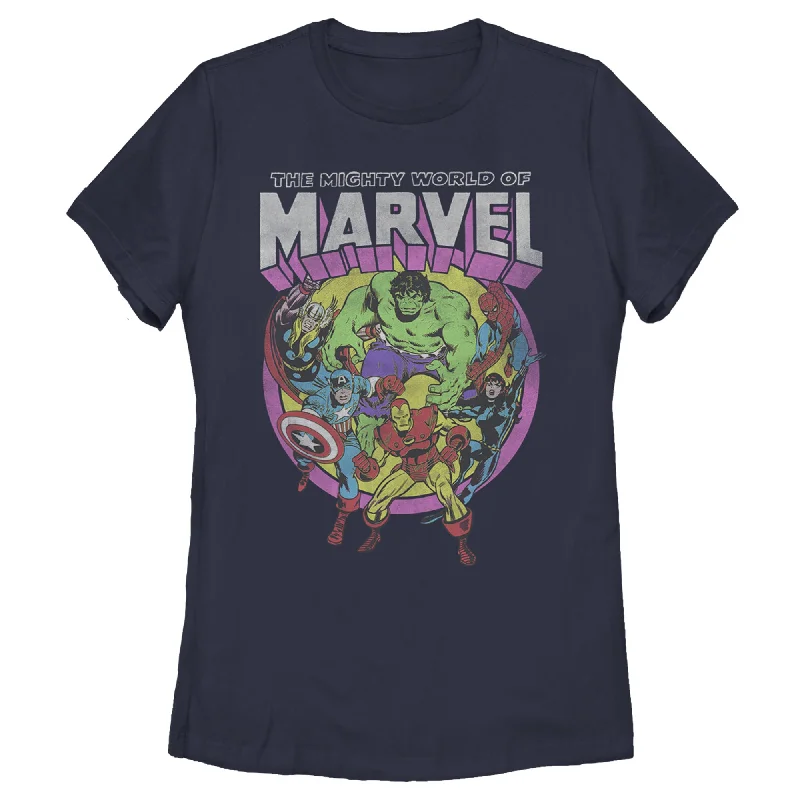 Women's Marvel Neon Group T-Shirt Print Jacquard Patchwork