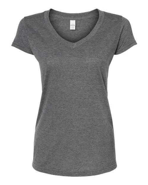 Tultex Women's Poly-Rich V-Neck T-Shirt 244 (Pack of 6) Cotton Fabric Linen Fabric Terry Fabric