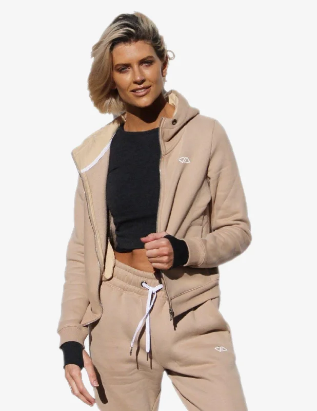 Comfort Jacket Tan Welt Pockets Slit Pockets Flap Pockets