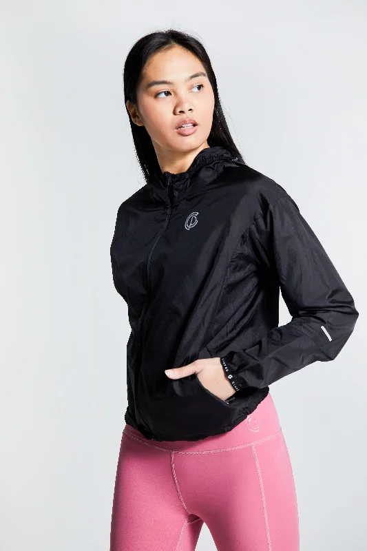 Womens- Lightweight Running Jacket - Black Fleece Jacket Down Jacket Parka