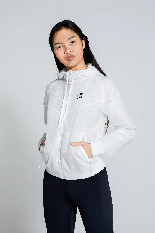 Womens- Mesh Training Jacket - White Bomber Jacket Anorak Windbreaker