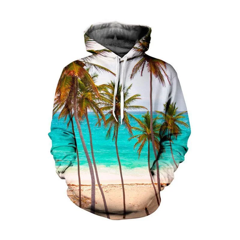 Island Paradise Hoodie Hoodie with Rolled Sleeves Casual Relaxed