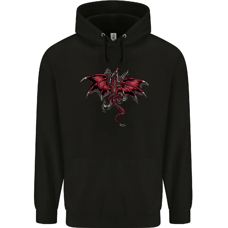 A Climbing Dragon Fantasy Mens 80% Cotton Hoodie Hoodie with Slim Fit Tailored Modern