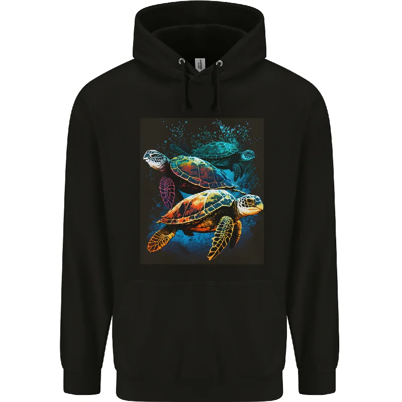 A Colourful Bale of Turtles Mens 80% Cotton Hoodie Hoodie with Pocket Utility Practical