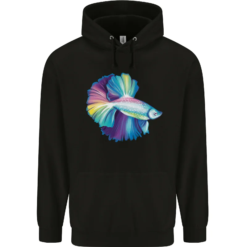 A Colourful Bettafish Aquarium Mens 80% Cotton Hoodie Hoodie with Rhinestones Sparkly Elegant