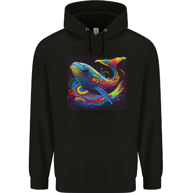 A Colourful Fantasy Whale Mens 80% Cotton Hoodie Graphic Hoodie Design Print