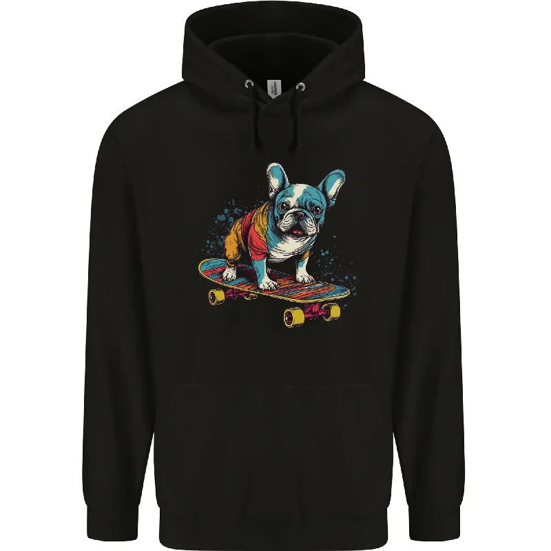 A Colourful French Bulldog on a Skateboard Mens 80% Cotton Hoodie Hoodie with Logo Branding Identity