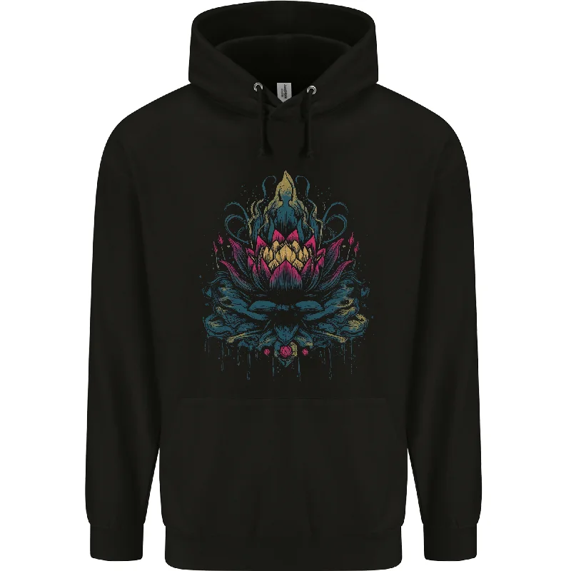 A Colourful Lotus Flower Mens 80% Cotton Hoodie Hoodie with Gradient Ombre Colorful