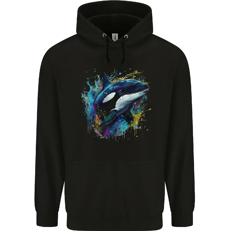 A Colourful Orca Killer Whale Mens 80% Cotton Hoodie Hoodie with Contrast Stitching Detailed Premium