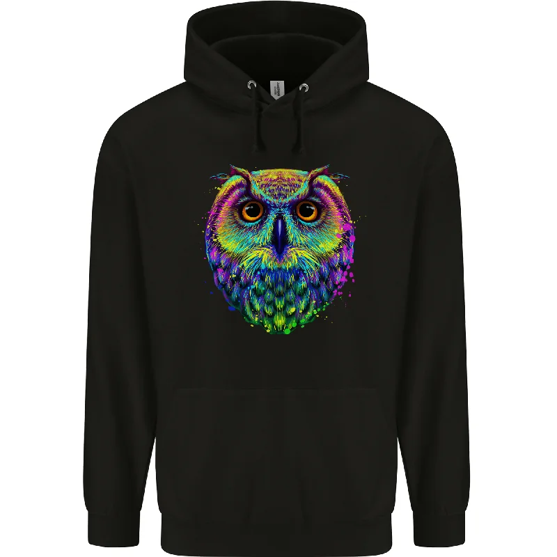 A Colourful Owl Mens 80% Cotton Hoodie Hoodie with Zipper Placket Modern Functional