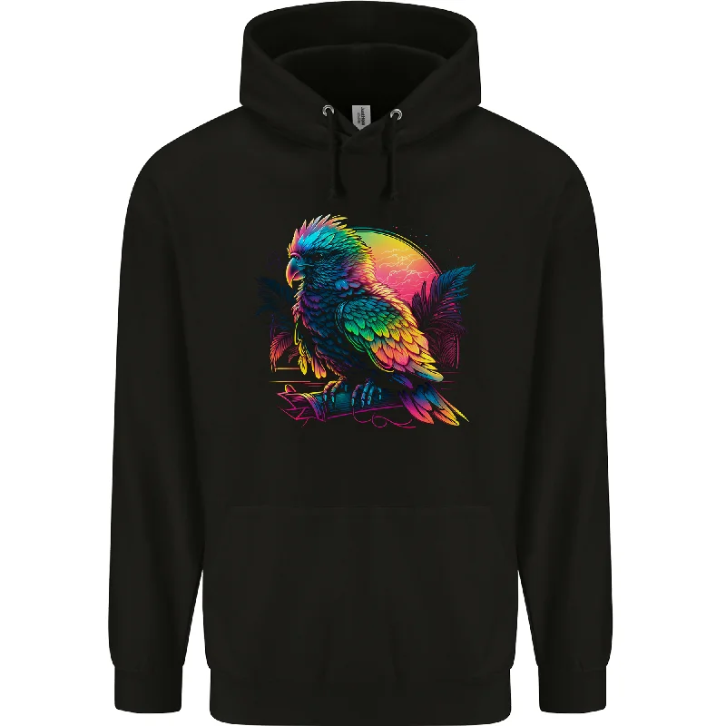 A Colourful Parrot Mens 80% Cotton Hoodie Hoodie with Back Slit Movement Comfort